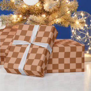 Retro Brown Tartan Plaid Christmas Wrapping Paper