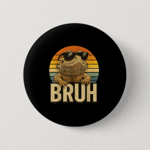 Retro Bruh Bearded Dragon Funny Lizard Vintage 6 Cm Round Badge