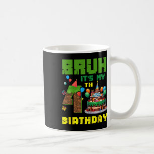 Retro Bruh It's My 4th Bday Pixel Cake Gamer 4 Yea Coffee Mug