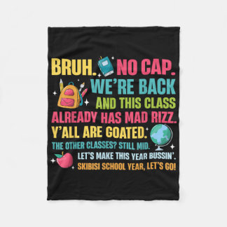 Retro Bruh We Back No Cap Bruh Were Back Teachers Fleece Blanket