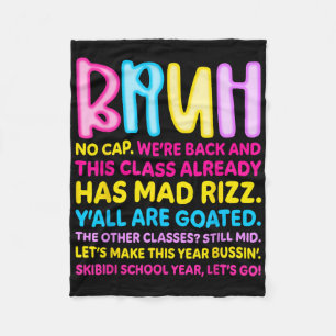 Retro Bruh We Back No Cap Bruh Were Back Teachers Fleece Blanket