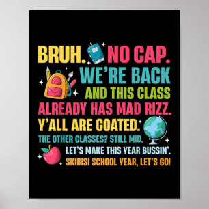 Retro Bruh We Back No Cap Bruh Were Back Teachers Poster