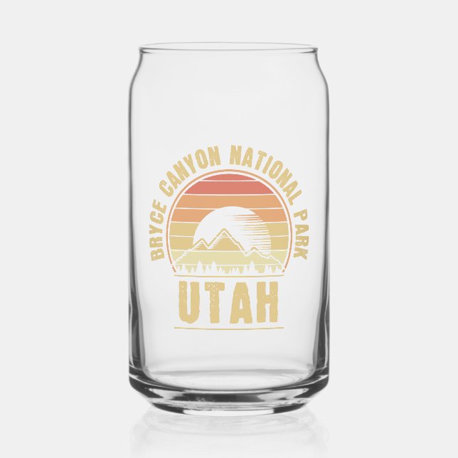Retro Bryce Canyon National Park Utah Can Glass (Front)