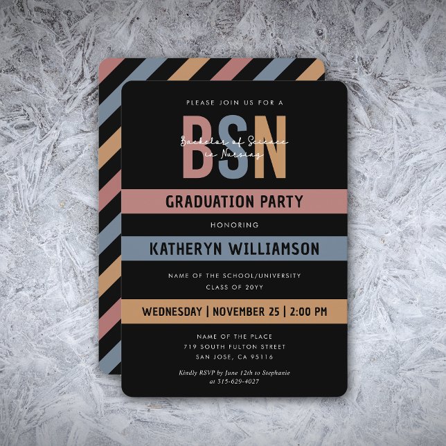 Retro BSN Nursing School Graduation RN   Invitation (Creator Uploaded)