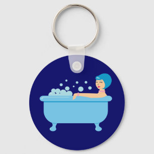 Retro Bubble Bath Girl Key Ring