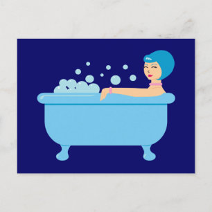 Retro Bubble Bath Girl Postcard