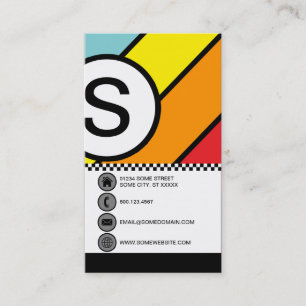 retro bubble checks business card