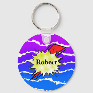 Retro bubble color comic key ring