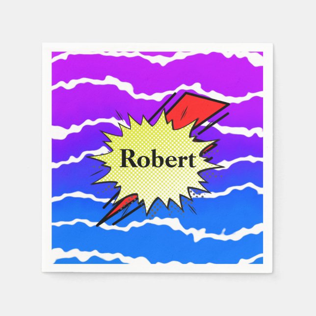 Retro Bubble Comic Pop Colorful Abstract Design Napkin (Front)