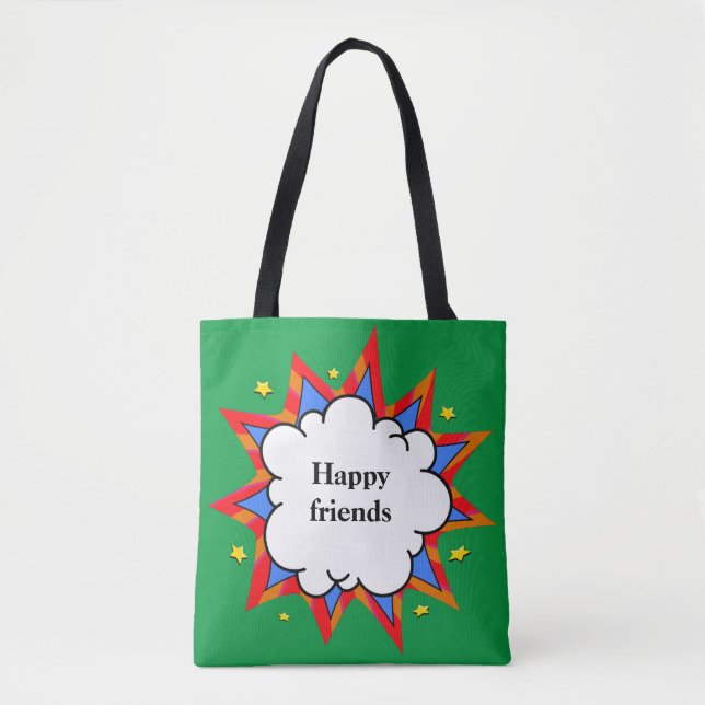 Retro Bubble Comic Pop Colorful Abstract Design Tote Bag (Front)