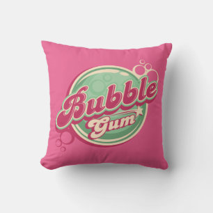 Retro Bubble Gum Design for Birthdays or School Cushion