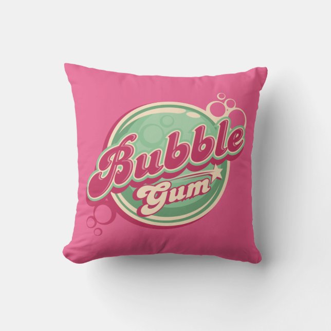 Retro Bubble Gum Design for Birthdays or School Cushion (Front)