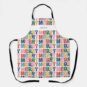 Retro Bubble Letter Custom Christmas  Apron