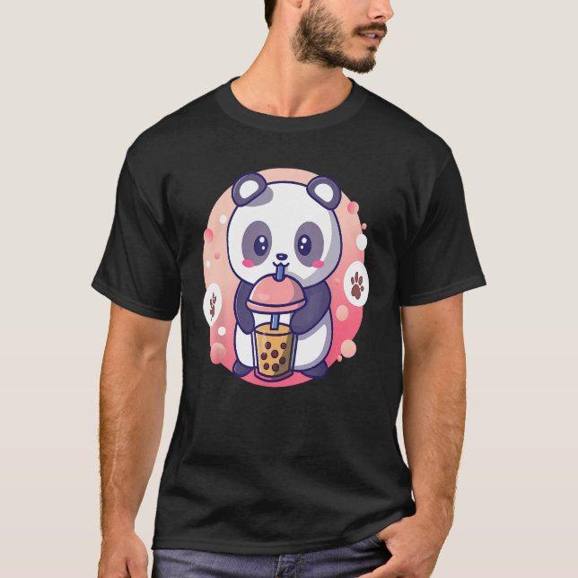 Retro Bubble Tea Shirt Kids  Panda Boba Presents K (Front)