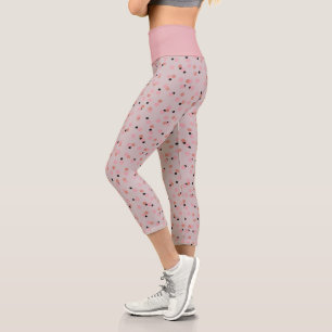 Retro Bubblegum Confetti Mid-Century Dots Capri Leggings