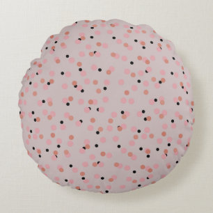 Retro Bubblegum Confetti Mid-Century Dots Round Cushion