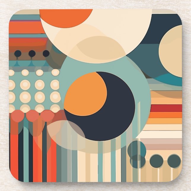 Retro Bubbles Circles and Stripes 338 Coaster (Front)