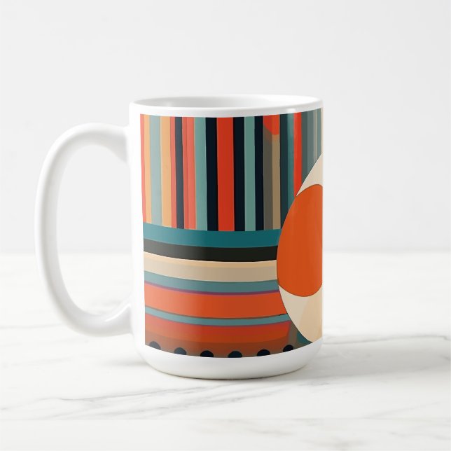 Retro Bubbles Circles and Stripes 338 Coffee Mug (Left)