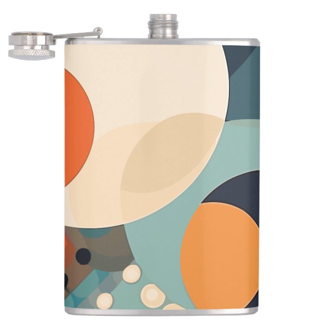 Retro Bubbles Circles and Stripes 338 Hip Flask (Opened)