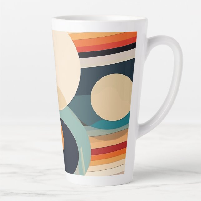 Retro Bubbles Circles and Stripes 338 Latte Mug (Right)