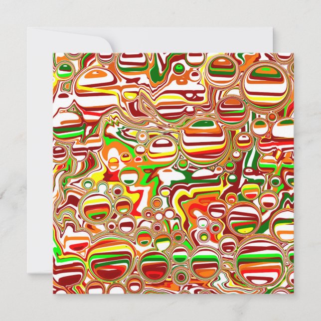 Retro Bubbles Digital Art Black Card (Front)