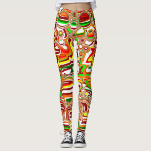 Retro Bubbles Digital Art   Leggings