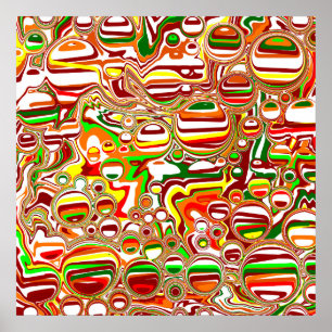 Retro Bubbles Digital Art Poster