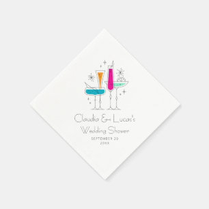 Retro Bubbly Champagne Bridal Shower Napkin