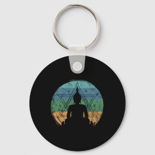 Retro Buddha Buddhist Yoga Spiritual Meditation Ze Key Ring