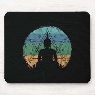 Retro Buddha Buddhist Yoga Spiritual Meditation Ze Mouse Pad