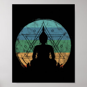 Retro Buddha Buddhist Yoga Spiritual Meditation Ze Poster