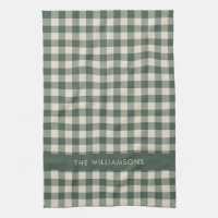 Retro Buffalo Plaid Forest Green Personalised Name