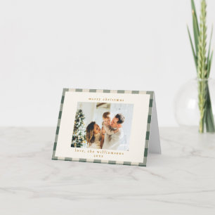 Retro Buffalo Plaid Tartan Christmas Photo  Holiday Card