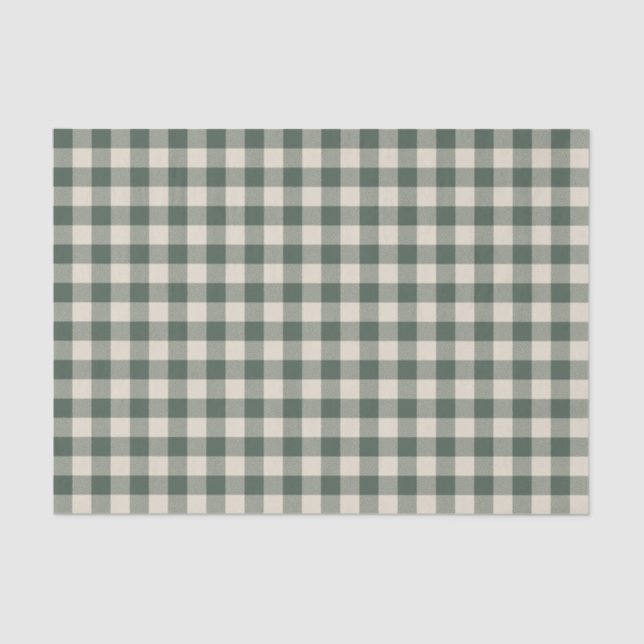 Retro Buffalo Plaid Tartan Pattern Forest Green  Tissue Paper (Front)