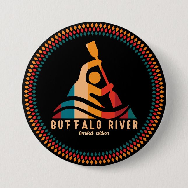Retro Buffalo River Kayaking 7.5 Cm Round Badge (Front)