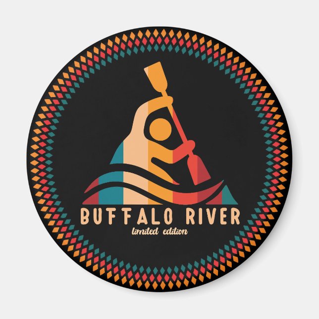 Retro Buffalo River Kayaking Magnet (Front)