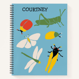 Retro Bugs Insects Illustrations Personalised Notebook