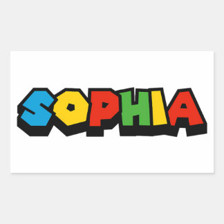 Retro Building Block Font – Sophia Rectangular Sticker