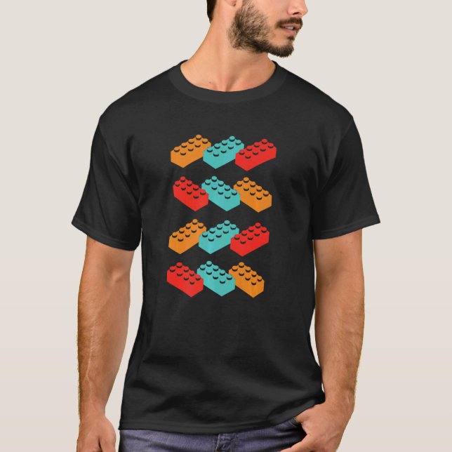 Retro Building Blocks Master Builder Construction  T-Shirt (Front)