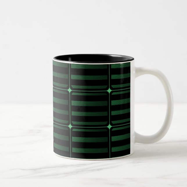 Retro Building Blocks Mug, Dark Green Two-Tone Coffee Mug (Right)