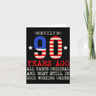 Retro built 90 years ago funny 90th birthday usaRe Card