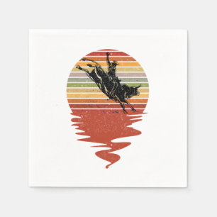 Retro Bull Riding Vintage Cowboy Country Rodeo Gif Napkin