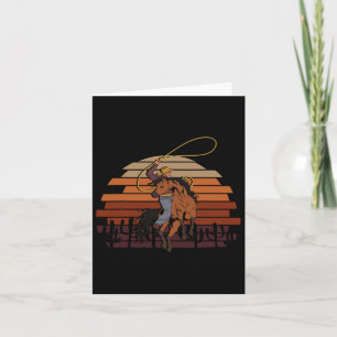 Retro Bull Riding Western Country Cowboy Card