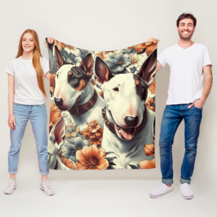 Retro Bull Terrier Seamless Painting Fleece Blanket