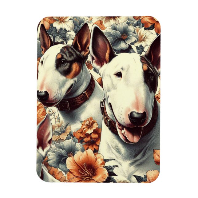 Retro Bull Terrier Seamless Painting Magnet (Vertical)