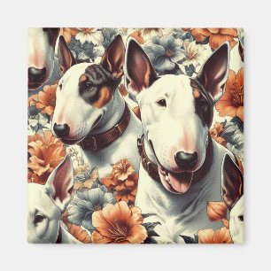 Retro Bull Terrier Seamless Painting Magnet