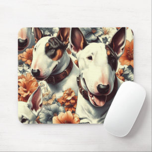 Retro Bull Terrier Seamless Painting Mouse Pad