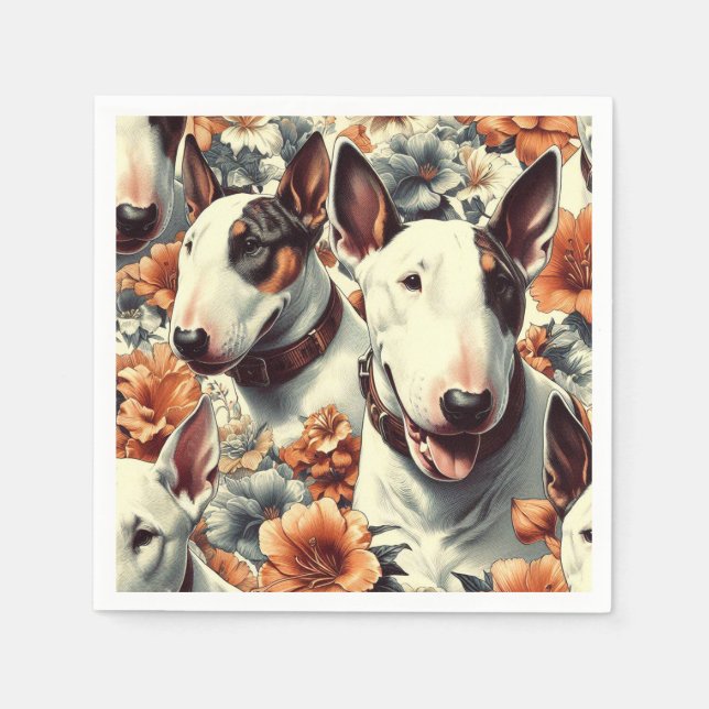 Retro Bull Terrier Seamless Painting Napkin (Front)