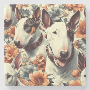 Retro Bull Terrier Seamless Painting Stone Coaster