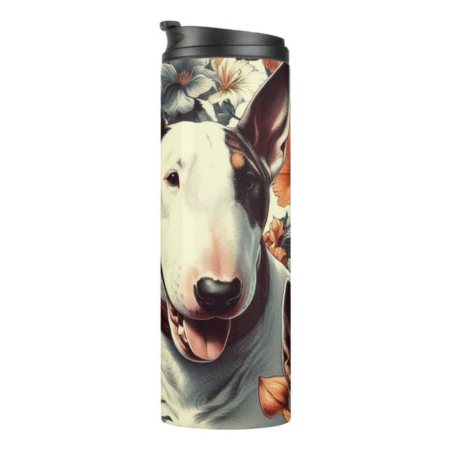 Retro Bull Terrier Seamless Painting Thermal Tumbler (Rotated Right)